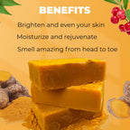 Turmeric Kojic Acid Soap - Natural Handmade Skin Brightening Bar.