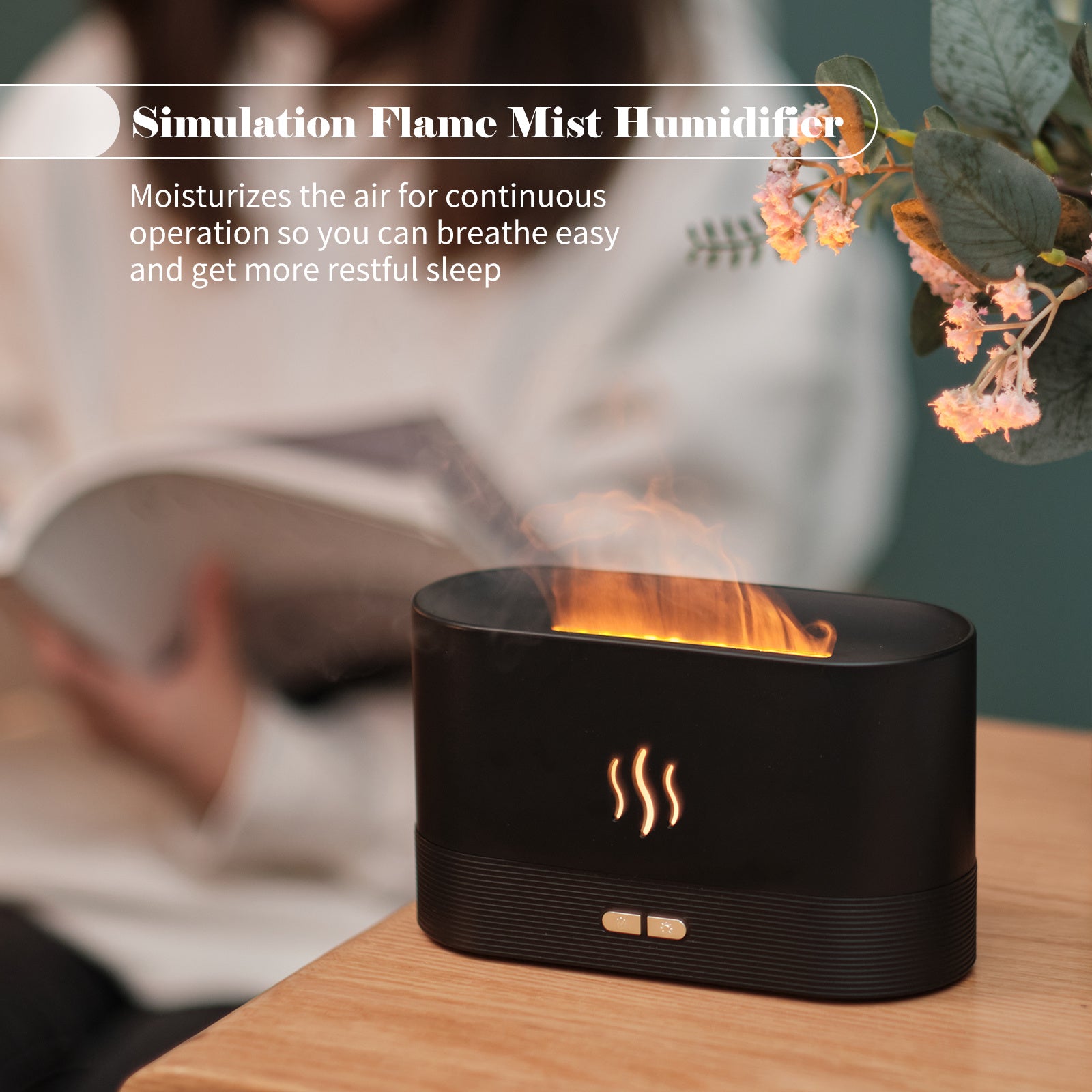 Flame Aroma Diffuser - Ultrasonic Humidifier with LED Light.