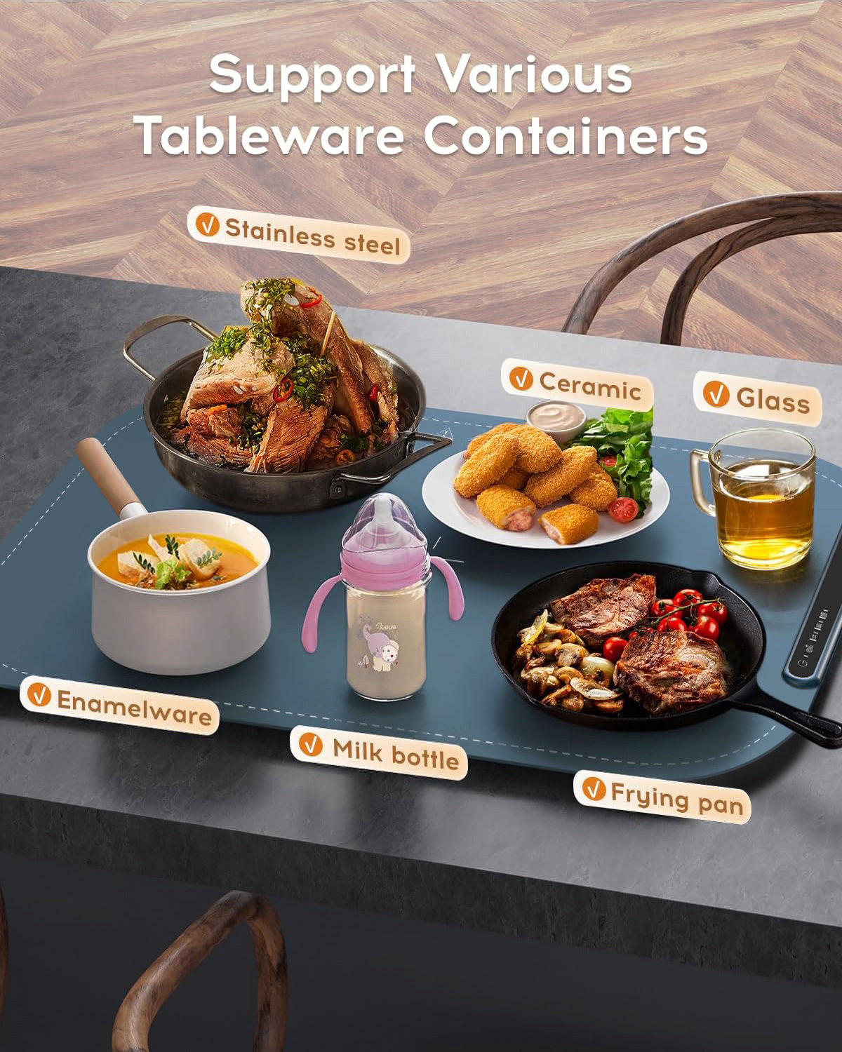 Electric Food Warming Mat - 3 Temperature Settings.