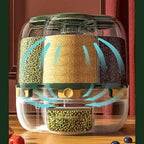 360° Rotating Rice Storage Container - Sealed Grain Dispenser.
