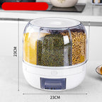 360° Rotating Rice Storage Container - Sealed Grain Dispenser.