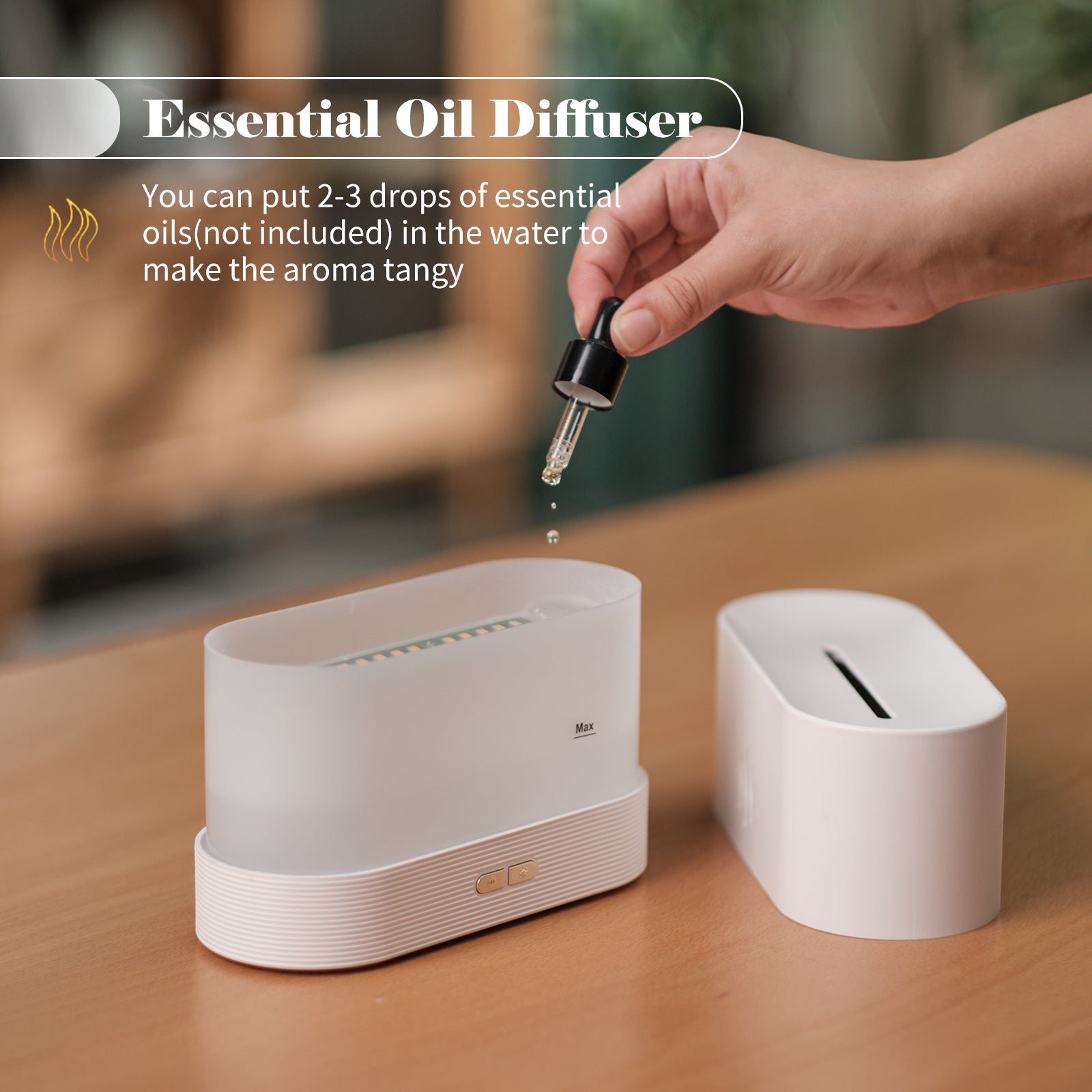 Flame Aroma Diffuser - Ultrasonic Humidifier with LED Light.