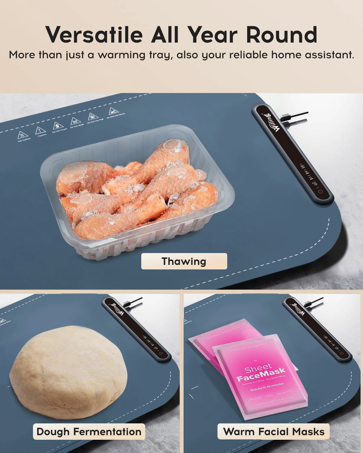 Electric Food Warming Mat - 3 Temperature Settings.