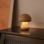 Wooden Mushroom LED Night Light - Touch Control Bedside Lamp.