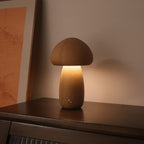 Wooden Mushroom LED Night Light - Touch Control Bedside Lamp.