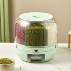 360° Rotating Rice Storage Container - Sealed Grain Dispenser.