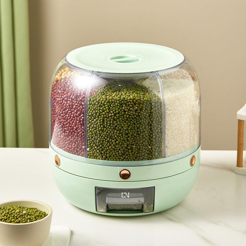 360° Rotating Rice Storage Container - Sealed Grain Dispenser.