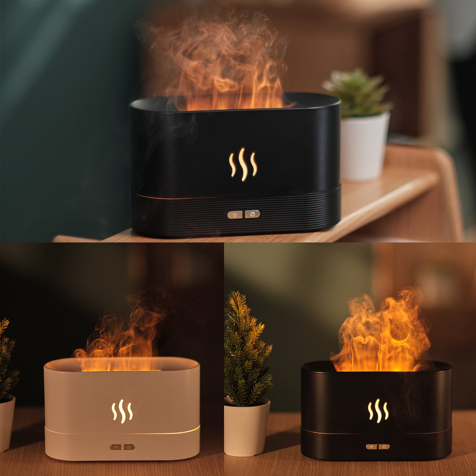 Flame Aroma Diffuser - Ultrasonic Humidifier with LED Light.