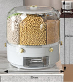 360° Rotating Rice Storage Container - Sealed Grain Dispenser.