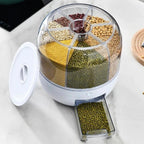360° Rotating Rice Storage Container - Sealed Grain Dispenser.