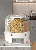 360° Rotating Rice Storage Container - Sealed Grain Dispenser.