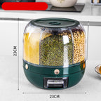 360° Rotating Rice Storage Container - Sealed Grain Dispenser.