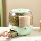 360° Rotating Rice Storage Container - Sealed Grain Dispenser.